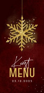 Kerstlunch menukaart sterren goud rode achtergrond