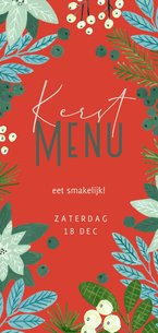 Kerstmenu botanisch bloemen rood