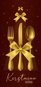 Kerstmenu goudlook strik bestek