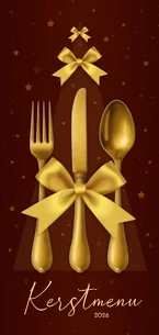 Kerstmenu goudlook strik bestek