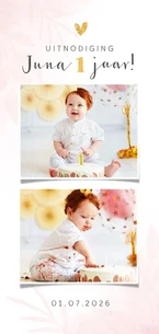 Kinderfeestje eerste verjaardag fotokaart meisje waterverf