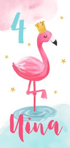 Kinderfeestje uitnodiging hip voor een meisje met flamingo