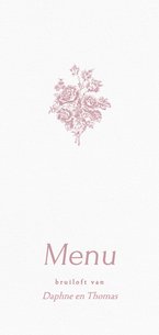 Klassiek menukaartje wit met vintage roze bloemen