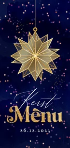Klassieke menukaart kerst kerstster goud confetti