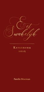 Klassieke menukaart kerst rood met goudfolie