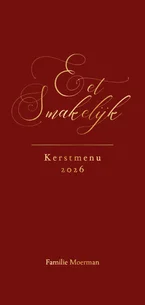 Klassieke menukaart kerst rood met goudfolie