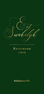 Klassieke zakelijke kerst menukaart groen met goudfolie
