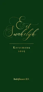 Klassieke zakelijke kerst menukaart groen met goudfolie