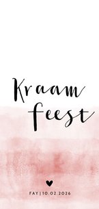 Kraamfeest uitnodiging stoer roze waterverf