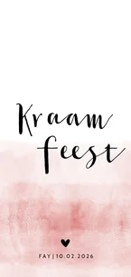 Kraamfeest uitnodiging stoer roze waterverf