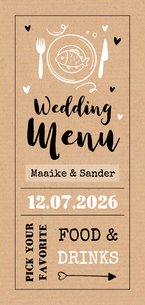 Kraftlook menukaart ticket doodle stoer festival