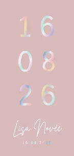 Langwerpig minimalistisch geboortekaartje met grote datum