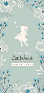 Lentefeest uitnodiging met stijlvolle bloemen en silhouet