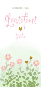 Lentefeest uitnodiging waterverf bloemen en hartjes