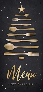 Leuke menukaart kerstdiner zakelijk met bestek kerstboom