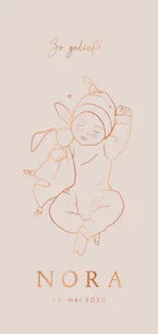 Lief geboortekaartje slapende baby – koperfolie