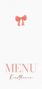 Lief menukaartje kerst met rood strikje