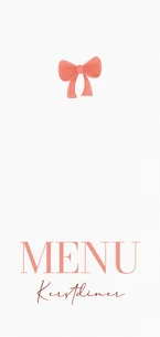 Lief menukaartje kerst met rood strikje