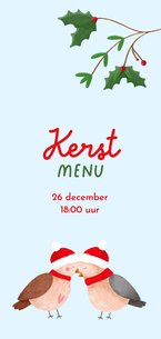 Lieve menukaart met illustratie van twee musjes