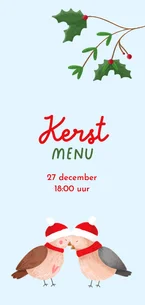 Lieve menukaart met illustratie van twee musjes
