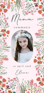 Menu veldbloemen vrolijk op roze