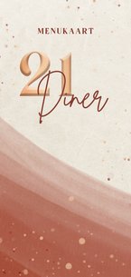 Menukaart 21-diner met roze waterverf en koper details