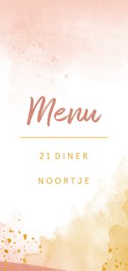 Menukaart 21 diner waterverf oker goud en roze