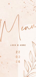 Menukaart bohemian lichtroze met koper