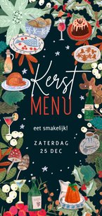 Menukaart botanisch kerstdiner maaltijden en dranken