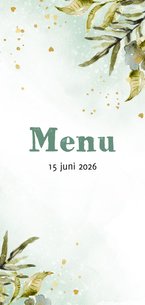 Menukaart botanische bladeren waterverf goud