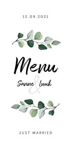 Menukaart bruiloft botanisch met foto
