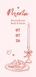 Menukaart bruiloft romantisch doodle illustraties liefde