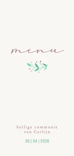 Menukaart communie klein aquareltakje