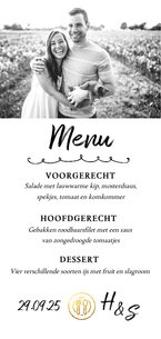 Menukaart - diner met eigen foto