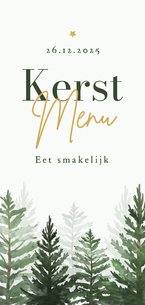 Menukaart kerstdiner dennenbomen in waterverf