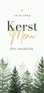 Menukaart kerstdiner dennenbomen natuurlijk