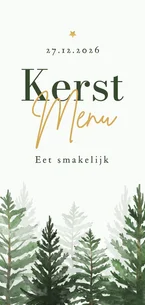 Menukaart kerstdiner dennenbomen natuurlijk