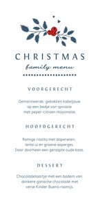 Menukaart kerstdiner stijlvol familie vrienden met foto