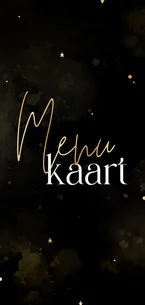 Menukaart kerstdiner zwart met goud hartjes en waterverf