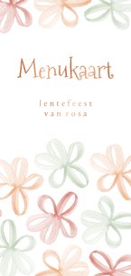 Menukaart lentefeest met gekleurde bloemetjes