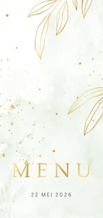 Menukaart lief groene waterverf met blaadjes