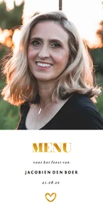 Menukaart met foto en gouden accenten langwerpig