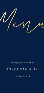 Menukaart met gouden 'MENU' langwerpig dubbel