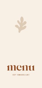 Menukaart met trendy abstracte vormen zacht beige