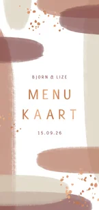 Menukaart naturel waterverf met koperkleurige spettertjes