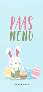 Menukaart paasmenu met illustratie van paashaas