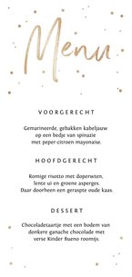 Menukaart stijlvol goud confetti en typografie