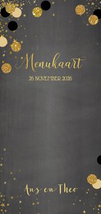 Menukaart stijlvolle grijze kaart met confetti en sterren