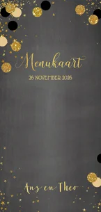 Menukaart stijlvolle grijze kaart met confetti en sterren