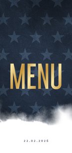 Menukaart stoer waterverf blauw met sterren